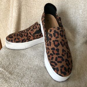 BCBG leopard slip ons
